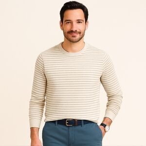 J. Crew Men's Harbor Cotton Striped Crewneck Sweater